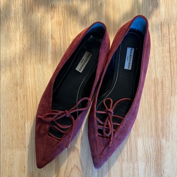 Balenciaga burgundy suede Flats with Pointed Toe- 39 - Picture 1 of 6